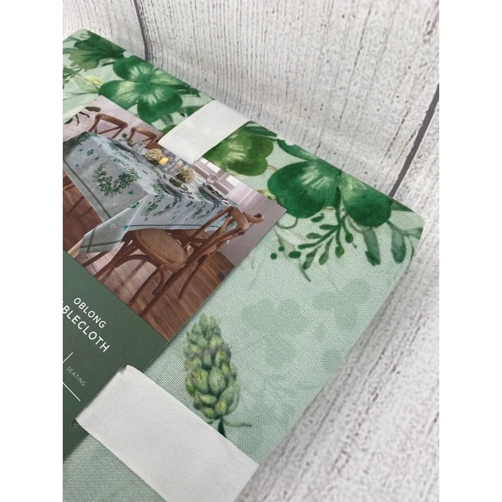 Rachel Ashwell Tablecloth 60x84 Green Shamrock Floral Oblong Farmhouse Festive
